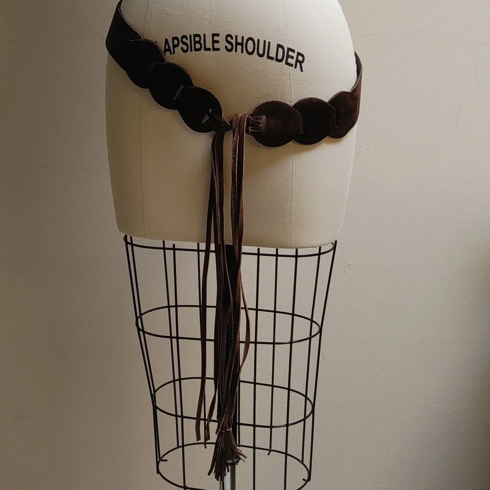 Final $ Brown Suede Belt with Tassels